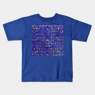 Blue Lapis and Gold Hieroglyphics Mask Kids T-Shirt